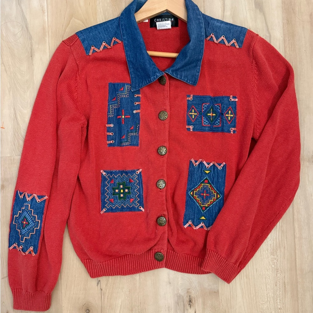 Vintage Christina Hope patchwork southwest/western boho Cardigan